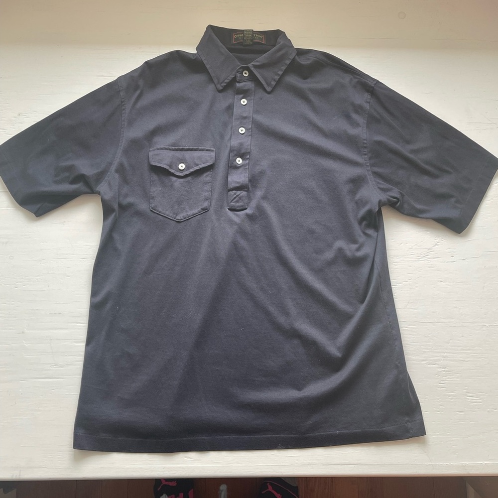 Large- 100% Pima Cotton Short Sleeve Polo Shirt - Black- Country cotton